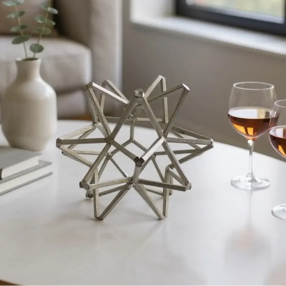 Morovian Star Decorative Geometric Star Decor Silver Metal Advent Xmas 6 inch